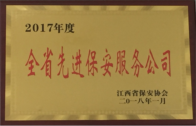 获得2017年全省先进保安服务公司